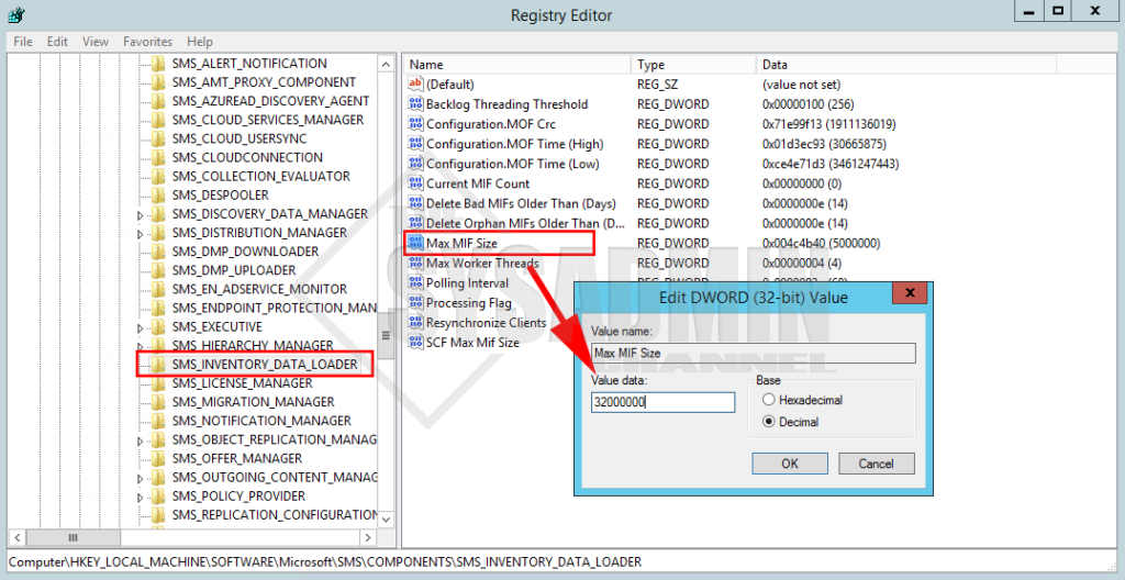 Registry Edit for SMS Inventory Data Load Max MIF Size