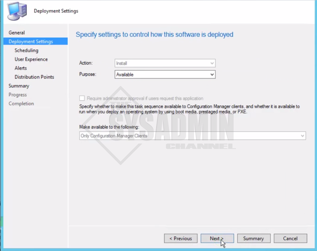 SCCM Windows 10 Available Task Sequence