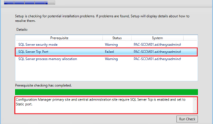 SQL Server TCP Port Failed