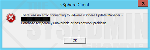 Error Opening VMware vSphere Update Manager
