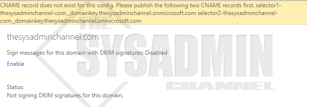 DKIM is disabled error message