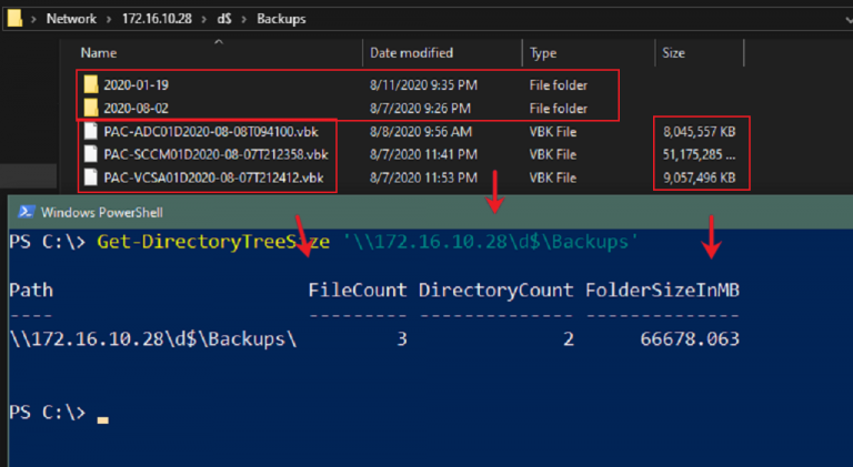 Get Directory Tree Size Using Powershell (Recursive)