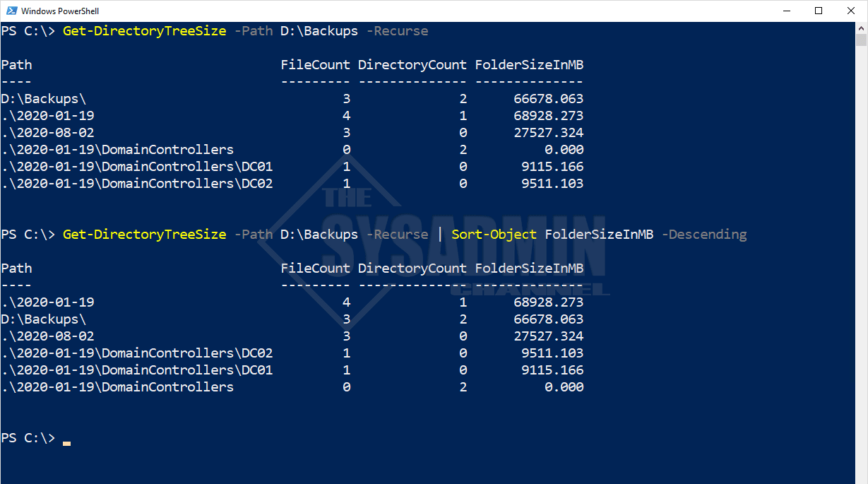 Get Directory Tree Size Using Powershell Recursive get-directory-tree-size-using-powershell-recursive