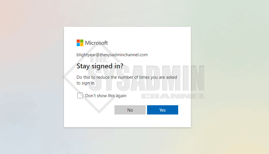 How To Disable Stay Signed In Prompt in Office 365 and Azure AD