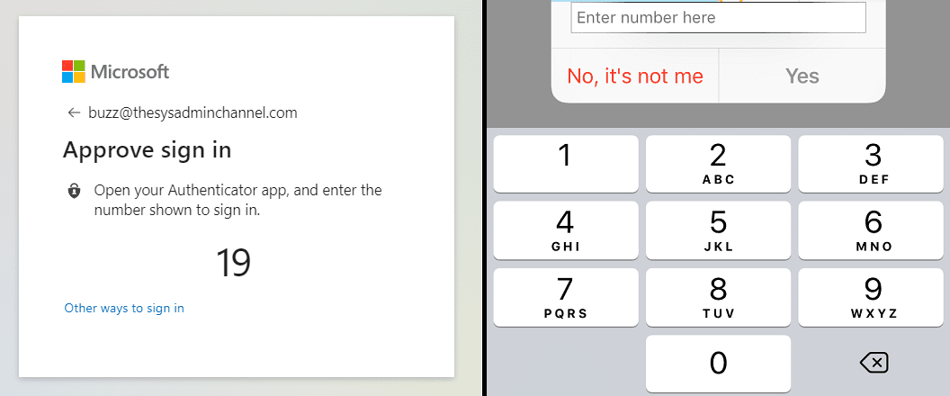 Passwordless number matching prompt