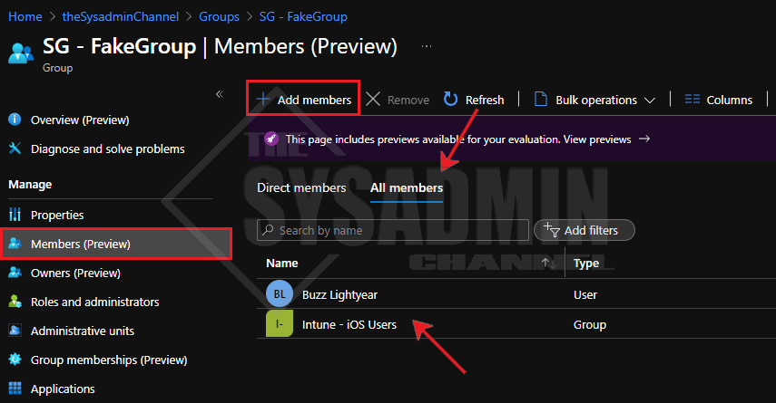 Add group members Azure AD - All Members