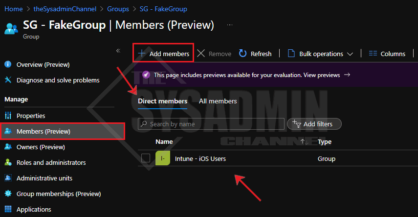 Add group members Azure AD - Direct Members