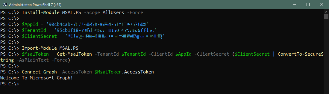 Connect-To-Microsoft-Graph-API-using-Powershell-Secret-Auth