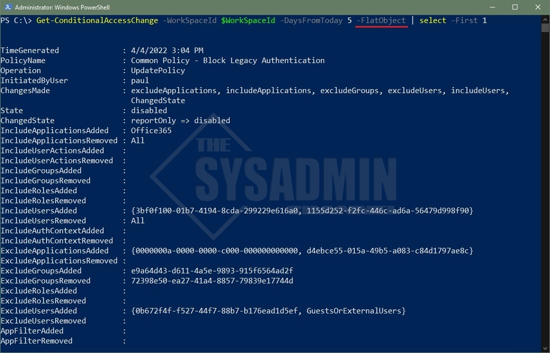 Get Azure Conditional Access Policy Changes using PowerShell