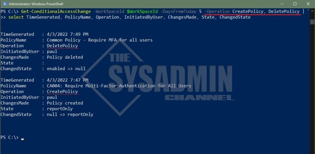 Get Azure Conditional Access Policy Changes Using PowerShell