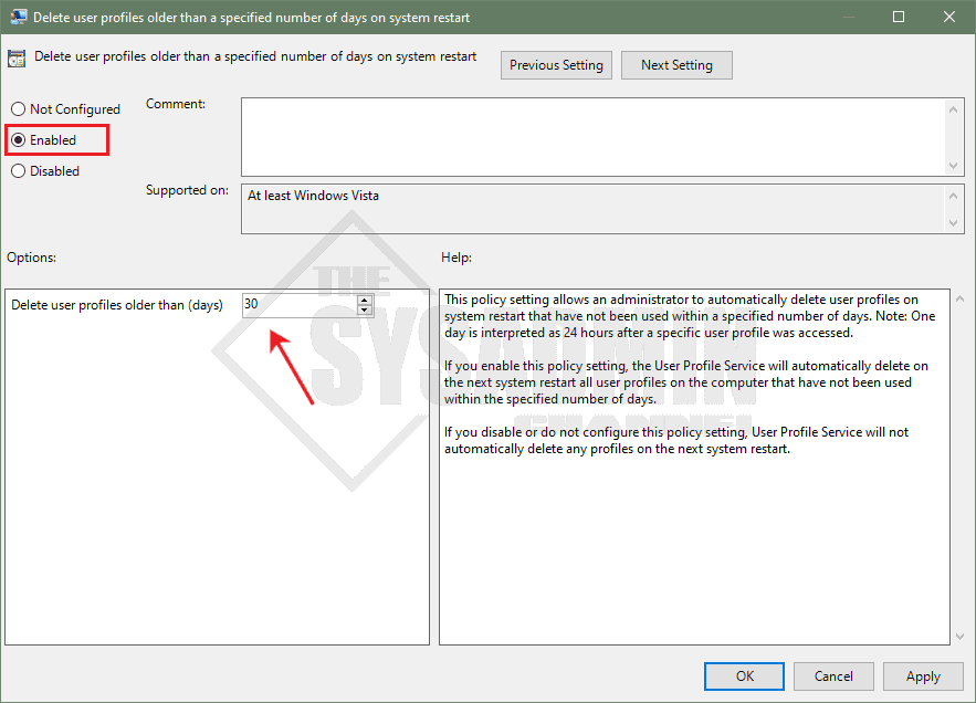 Remove user profile group policy gpo setting