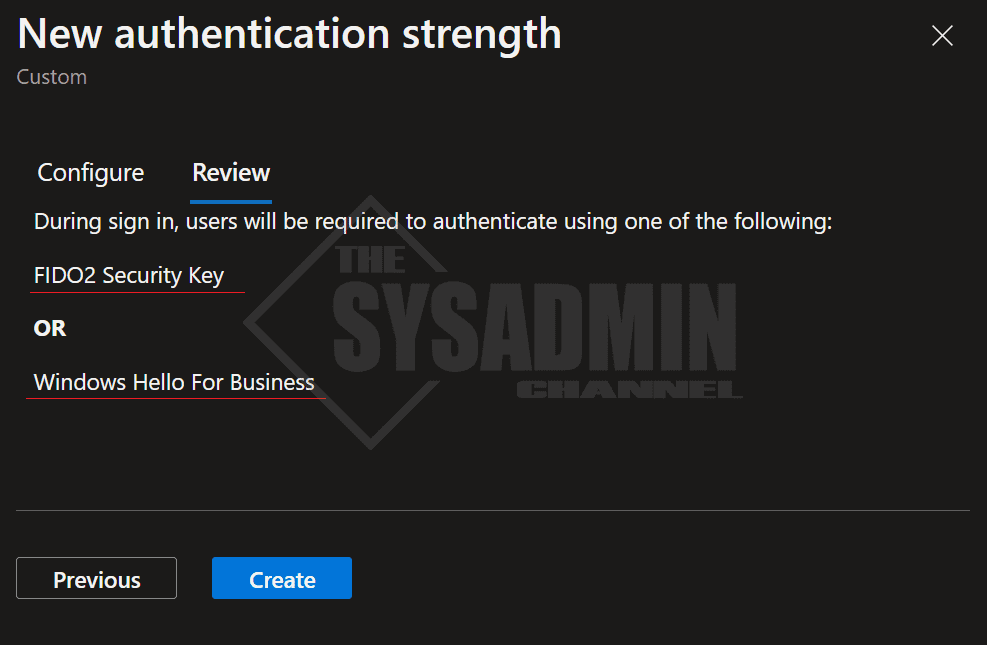 New Authentication Strength Policy