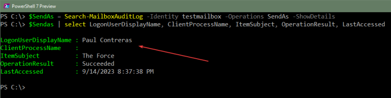 Find Account That Sent Emails From Shared Mailbox using PowerShell